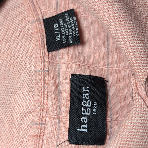 🍁HAGGAR Striped Short Sleeve Polo Shirt Golf  Casual Summer Grid Stripe Top - Picture 7 of 12